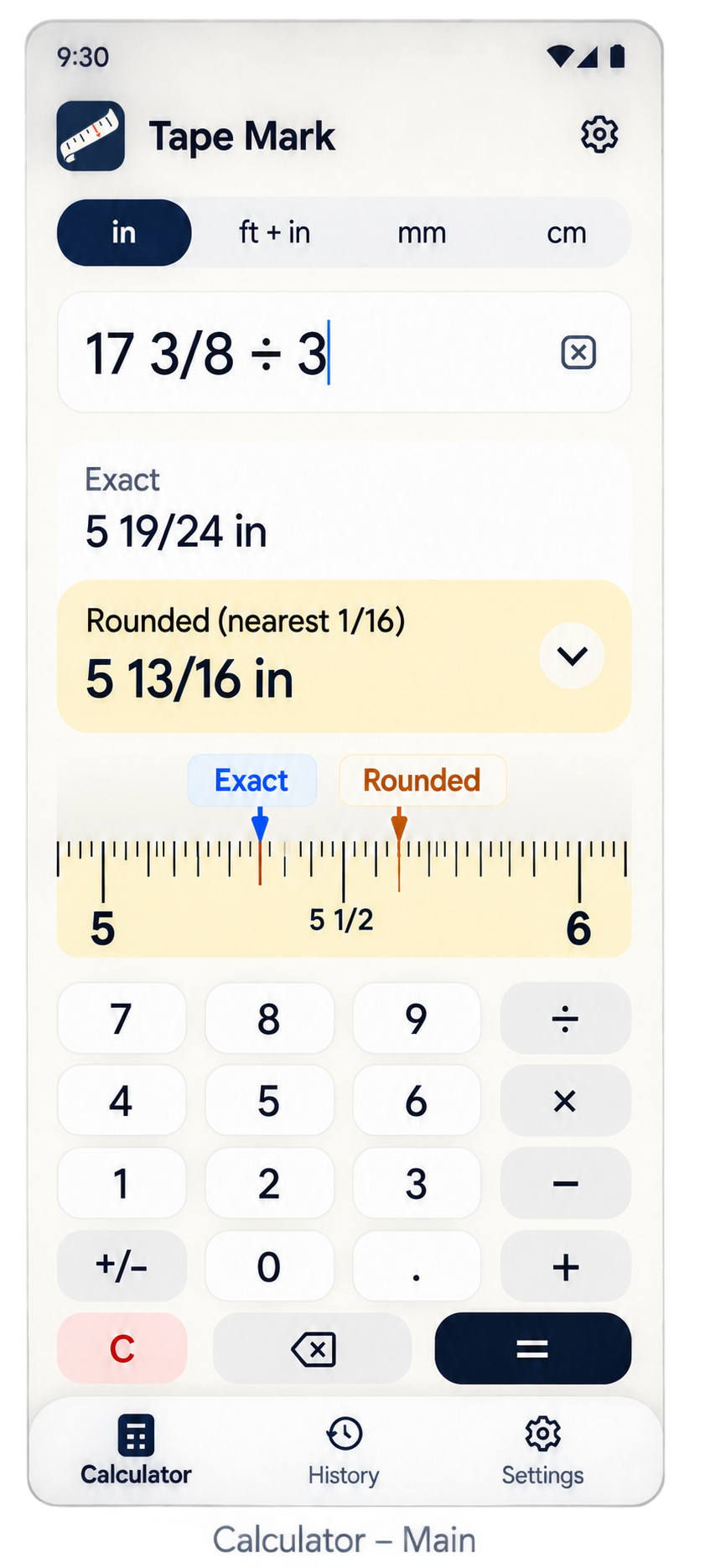 Fraction entry and exact result in the calculator design